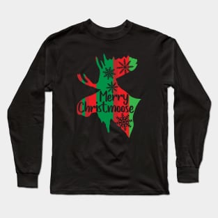 Merry Christmoose Funny Moose Gifts & Christmas Moose Pajama T-Shirts Long Sleeve T-Shirt